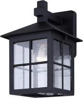 Dom Traditional Outdoor Down Light Lantern, Black Finish, Clear Seeded Glass, 7.25" W x 7.5" H x 11.5" D