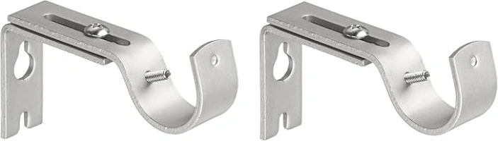 Amazon Basics Adjustable Curtain Rod Wall Bracket Hooks, Set of 2, Silver Nickel - 4-Pack (8 Brackets Total)