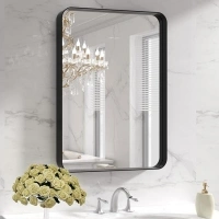 LOAAO Black Metal Framed Bathroom Mirror for Wall, 22X30 Inch Rounded Rectangle Mirror, Matte Black Bathroom Vanity Mirror Farmhouse, Anti-Rust, Tempered Glass, Hangs Horizontally or Vertically