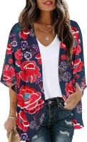 Chunoy Women Floral Chiffon Kimono Cardigan Loose Cover Up Casual Blouse Top