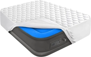 Twin Size Air Mattress Pad, Mattress Topper, Quilted Air Mattress Cover, Breathable and Noiseless Air Bed Mattress Protector with Deep Pocket Fits Up to 15-22 Inches