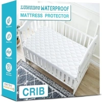 Lunsing Waterproof Crib Mattress Protector, Soft & Breathable Crib Mattress Pad Cover, 3-10 inches Deep Pocket, 52"x28", White