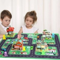 City Map Construction Building Sets with 6 Cartoon Character Toys, Preschool Educational Learning Toys for 6+ Year Old Kids Boys Girls Children