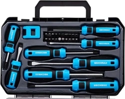 29 Piece MECHMAX Magnetic Screwdriver Set, Phillips, Slotted, Hex, Star, Square Tip, Chrome Vanadium Steel with Storage Case for Home, Office, Apartment, Bike, Car, Electronics and as A Gift