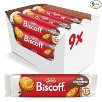 Lotus Biscoff Sandwich Cookies, Milk Chocolate Cream, 15 Cookies per pack, 5.29 Ounce (Pack of 9)