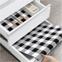 Drawer and Shelf Liner, Non-Slip Kitchen Cabinet Liners Non-Adhesive Thick Strong Grip Waterproof Washable Mats Protect Dresser Shelves Cupboard Bathroom Cabinets, Buffalo Plaid, 12 in X 20 FT