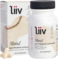 LiiV Mood Boosting Probiotic 8 Billion CFU – Mood & Digestive Support Supplement – 3-in-1 Daily Probiotic Blend for Women & Men, Whole Body Wellness, Cerebiome – 60 Capsules