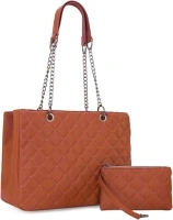 Montana West Handbags Quilted Tote Bag for Women Chain Shoulder Bag 2Pcs Set