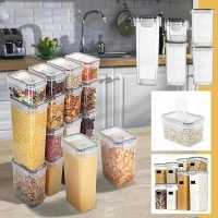 5 Sizes Single Airtight Clear Storage Containers, Transparent Storage Airtight Jars with Lids, Home Storage Jars for Grains Nut Spaghetti, 1pc Kitchen Pantry Stackable Storage Jars