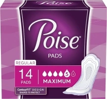 Poise Maximum Absorbency Pads with Leak-Block Sides, 14 Count