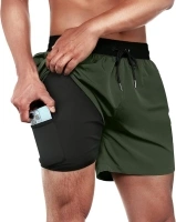 BRISIRA Mens Swim Trunks Swim Shorts Quick Dry 5 inch Inseam Beach Shorts with Compression Liner and Zipper Pocket