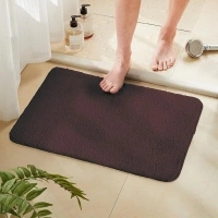 TECHMILLY Fluffy Bathroom Rug Mat 32x20, Absorbent Thick Non Slip Microfiber Mats, Quick Dry Machine Washable Bath Rug for Bathroom Floor, Bathtub and Shower, Brown