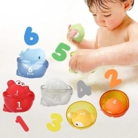 Bath Toys for Kids Ages 1-3 - No Hole Mold Free Water Table Toys for Infants Toddlers, 18PCS Ocean Sea Animals, Conch Shells and Number Matching Water Game Set, Baby Bathtub Pool Learning Toys Gifts