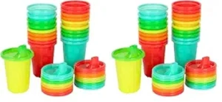 The First Years Take & Toss Spill Proof Sippy Cups - Rainbow Party Pack - Reusable Toddler Cups - Kids Cups and Snap On Lids for Ages 9 Months and Up - 20 Count (Pack of 2)