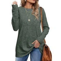 Fantaslook Long Sleeve Shirts for Women Crew Neck Casual Tunic Tops Lightweight Pullover