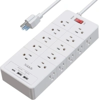 Power Strip Surge Protector 23 in 1, 6ft Extension Cord with 3 USB Ports Smart 3.1A, Multiple Outlet Adapter 20 Outlets, Outlet Extender Cord Organizer for Office, College, Apartment, Gaming Stuff