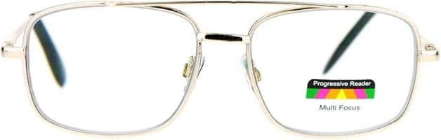 SA106 Rectangular Metal Frame Multi 3 Focus Progressive Reading Glasses