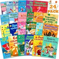 24Pack Small Coloring Books for Kids Ages 4-8, 8-12, Bulk Coloring Books for Kids Ages 2-4, Kids Birthday Party Gifts Classroom Activity, Mini Coloring Books Includes Summer, Christmas, Toy, Car