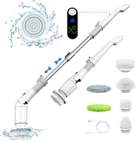 Electric Spin Scrubber, Cordless Shower Scrubber for Cleaning with Automatic Speed Control, 6 Replaceable Brushes, Adjustable Extension Handle, 2 Speeds for Bathroom Kitchen Bathtub Wall