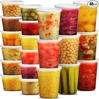 JoyServe Deli Food Containers with 54 Lids - (48 Sets) 24-32 Oz Quart Size & 24-16 Oz Pint Size For Airtight Takeout Meal Prep Storage, BPA-Free, Dishwasher, Microwave Safe