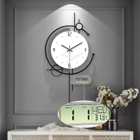 Modern Wall Clock for Living Room,Large Decorative Wall Clock with Day of Week and Temperature,Silent Clock Battery Operated for Kitchen/Entryway/Bedroom/Office/Dinning Room Metal Wall Decor