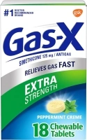 Gas-X Extra Strength Chewable Gas Relief Tablets with Simethicone 125 mg, Peppermint Creme - 18 Count