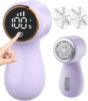 Fabric Shaver, Lint Remover, Rechargeable Sweater Shaver with 3 Speeds, 2 Replaceable Stainless Steel 6 Leaf Blades, Digital LED Display for Fabric Pilling, Lint Balls, and Clothes Fuzz