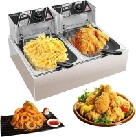 Commercial Deep Fryer with Baskets, 3400W 12.7QT/12L Thickened Stainless Steel Countertop Electric Oil Fryer, Large Capacity with Temperature Control for Restaurant or Home Use