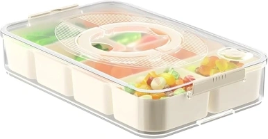 Divided Serving Trays With Lid Handle Snack Containers with Perfect for Food Storage Candy Serving Veggie Tray