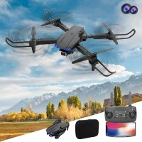 Mini Drone with Dual Camera, Drone With Camera for Adults, FPV Foldable Drone with Carrying Case, One Key Take Off/Land, Circle Fly, Waypoint Fly, Drone for Outside/Camping/Party (Black)