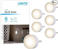 Lights By Night Mini LED Night Light, Plug-In, Dusk to Dawn Sensor, Warm White, Compact, Ambient Lighting, LED Lights for Bedroom, Bathroom, Nursery, Hallway, Kitchen, 45176, 6 Pack