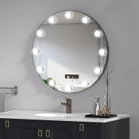 Hollywood Round Bathroom Mirror 24", Round Bathroom Mirror, Front Lighting, Wall Mount, Dimmable, for Walls,Black