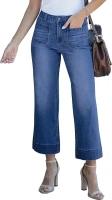 luvamia Wide Leg Jeans for Women Trendy High Waisted Flare Jeans Cropped Denim Pants Stretchy Baggy with Patch Pockets