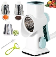 Cheese Grater Rotary Cheese Grater,Versatile Cheese Shredder,Blades for Shredding, Grating, Slicing,Cheese Shredder with Suction Base and Cleaning Brush Kitchen Gift (white)