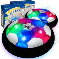 KKONES Kids Toys Hover Soccer Ball (Set of 2), Battery Operated Air Floating Soccer Ball with LED Light and Soft Foam Bumper for Indoor Outdoor Game, Gifts for Age 3 4 5 6 7 8-16 Year Old Boys Girls