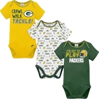 Gerber Unisex Baby NFL Team 3 Pack Short Sleeve Onesie Bodysuit