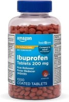 Amazon Basic Care Ibuprofen Tablets, Fever Reducer and Pain Relief from Body Aches, Headache, Arthritis and More, 1000 Count