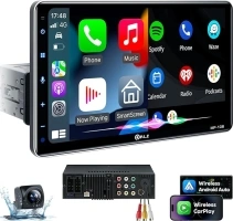 PLZ 10.1" Wireless Single Din Car Radio Stereo with Apple Carplay Android Auto Touch Screen, Car Play Audio Receivers Headunit, Bluetooth 5.3, Backup Camera, 240W, 2 Subwoofers, Navigation, FM/AM, SWC