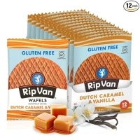 Rip Van Wafels Gluten-Free Stroopwafel - Dutch Caramel & Vanilla Stroopwafels Healthy Snacks Non-GMO Low Sugar (6g) Calorie, 12 Count