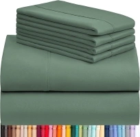 LuxClub 6 PC Queen Sheet Set, Breathable Luxury Bed Sheets, Deep Pockets 18" Eco Friendly Wrinkle Free Cooling Sheets Machine Washable Hotel Bedding Silky Soft - Tree Moss Green Queen