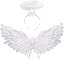 Antspirit Angel Costume Wings And Halo Angel Costume for Girls Kids Women Adult Halloween Christmas (White)