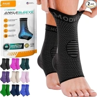 Modvel Foot & Ankle Brace Socks for Sprained Ankle Compression Sleeve - Foot Support for Women & Men - Tendonitis & Arthritis Ankle Brace Sports Running, Torn Ligaments & Women Stabilizing Ankle Wrap