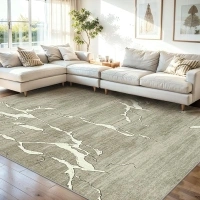 Area Rugs 8x10 Living Room: Large Soft Machine Washable Rug with Non-Slip Backing Modern Abstract Indoor Floor Rug Carpet for Bedroom Under Dining Table Home Office Nursery - White/Gray