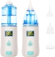 Nasal Aspirator for Baby, IP65 Waterproof Electric Baby Nose Sucker with Nasal Irrigation System, Nose Suction for Newborn Infant Toddler Adult with 3 Silicone Tips, Automatically Clean Baby