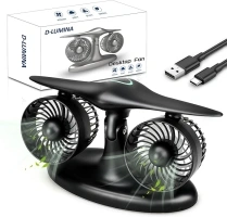 D-Lumina 8000mAh Rechargeable Desk Fan, 3 Speeds Battery Operated USB Desk Fan with Strong Airflow, 90° Tilt Table Fan, Quiet Cooling Fan for Bedroom Home Office Desktop Outdoor Travel Camping (Black)