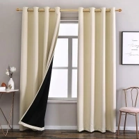 Roy Lei Cream Blackout Curtains for Bedroom Living Room Window, Black Out Thermal Curtains & Drapes, Grommet Solid Thermal Insulated Soundproof Curtains, 2 Panels 52x108