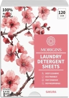 Morigins Laundry Detergent Sheets - Ultra Concentrated-120 Loads, 60 Sheets, Sweet Sakura Scent, Clean Breeze, Non Toxic People Safe, Washing Travel Supplies