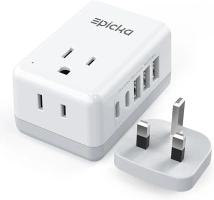 US to UK Plug Adapter, Type G Travel Adapter with 2 US Outlets, 3 USB-A & 2 USB-C Ports, Swappable International Power Adapter for Ireland England Singapore Hong Kong Scotland Dubai Qatar (X232G)