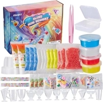 100+ Pcs Slime Dessert Cup Making Craft Kit for Girls Boys,Birthday Idea for Kids Age 4+,3 Primary Colors, Fun Party Gift,DIY Art