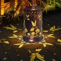 Solar Lanterns Outdoor Waterproof Hanging Solar Lights Hummingbird Hollowed Out Retro Metal Decorative Garden Light for Yard, Patio, Lawn, Tabletop, Pathway, Landscape, Garden Decor（8.3"）